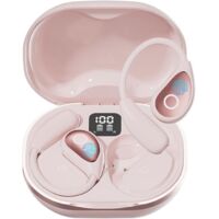 Open-back headphones - Wireless Bluetooth 5.4 sports headphones - With digital display, 50-hour battery life - Suitable for cycling and running - Pink