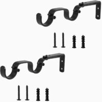 Two-pack of double-layer curtain rod brackets, suitable for living room and bedroom curtain accessories (black).