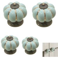 pieces, furniture knobs, cabinet door knobs, drawer handles, ceramic handles, pumpkin handles, screws not included, suitable for drawers, cabinets, wardrobe doors, light blue, 444cm, compatible with 2