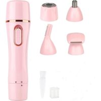 Women's Trimmer - 4-in-1 Electric Shaver - Women's Face Shaver - Portable Electric Travel Shaver - Suitable for face, beard, eyebrows, legs, arms, bikini line, underarms, and pubic hair - Pink