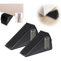 2-Pack - Thickened Door Stops - Sturdy Door Stops - Stainless Steel Door Stops - Black - 12.8 x 7.6 cm - Stainless Steel Door Stops - Safety Rubber - High-Mount Anti-Collision Door Stops