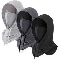 This 3-pack of sun protection face masks includes a neck protector, provides sun protection and UV protection, is breathable, covers the entire head, and is unisex. Suitable for activities such as mot