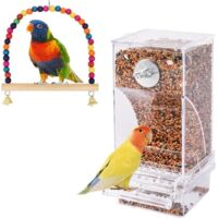 Automatic bird feeder - Transparent bird feeder - Cage accessory - Cage accessory for budgerigars, parrots, and finches - 18.5 x 8.5 cm