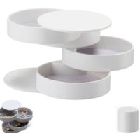 Jewelry Box - Storage Box - Desktop Jewelry Box - Multi-tier Rotating Storage Box - Suitable for storing rings and earrings - White - 101010 cm