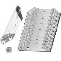 L-shaped wooden brackets - 12PCS universal stainless steel furniture corner connectors with screws. Small L-shaped brackets for shelves, cabinets, drawers, chairs, and tables.
