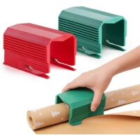 2-Piece Christmas Paper Roll Cutter for Craft Birthday Gift Wrapping Rolls (1 Red and 1 Green)
