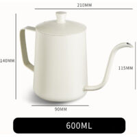 Pour-over coffee maker, long spout pour-over kettle, home/outdoor coffee maker, coffee pot, small drip coffee maker, swan-neck teapot (white - 600ml)