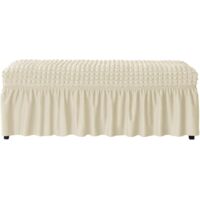 Dining chair/bench soft elastic skirt cover, polyester footstool protective cover, bubble-patterned piano stool cover, suitable for living room and bedroom - size M, beige