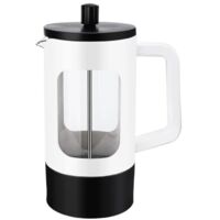 Coffee Press Maker (34 oz/1 liter) - Plastic Coffee Press Maker - Coffee Pot, Tea Maker, Coffee & Tea Infuser - Lightweight Travel & Camping Coffee Maker - White & Black