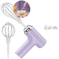 Cordless electric mixer, portable handheld electric mixer, suitable for mixing pretzels, cakes, eggs, dough, and other foods - Purple