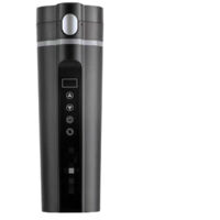 Smart car kettle, portable car water heater, double-walled vacuum insulated cup, electric car kettle, electric travel mug, portable mug, car coffee heater, car heated cup, black.