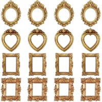 Mini Photo Frames - 16-Piece Pack - Vintage Photo Frames - Small Photo Frames - Vintage Resin Photo Frames - European Embossed Photo Frames - Miniature Vintage Photo Frames - Photo Frames - Baroque St