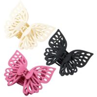 Three-piece set of large butterfly hair clips for women, including chin clips, suitable for thick and delicate everyday styles and special occasion accessories.