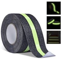 Glow-in-the-dark warning tape – Anti-slip safety tape – Staircase tape – Hazard warning tape – Glow-in-the-dark – Stage anti-slip safety tape – 5cm x 10m – Green and black striped