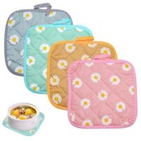 A set of 4 cotton heat-resistant mats, 17x17cm – Heat-resistant, non-slip, and suitable for kitchen cooking and baking Washable protective mats and coasters