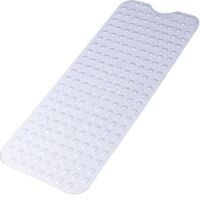 Non-slip bath mat - 100 x 40 cm long shower mat - Non-slip bath mat - Mildew resistant - Machine washable - With suction cup and drain holes - Soft - Suitable for bathtubs - Transparent