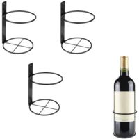 Three-piece wall-mounted wine rack set - metal wine bottle display rack - for storage and themed decoration - home decor 13.5 x 9.5 cm (black)