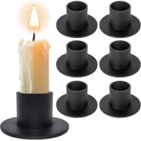 A set of 6 black wrought iron candlesticks, featuring black wrought iron, recessed, vintage metal, and black tabletop designs, perfect for everyday use, parties, dates, Valentine's Day, birthdays, and
