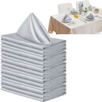 12 Silver Satin Napkins - Soft and Smooth Design - Suitable for Wedding and Banquet Decorations - Square Napkins - 43 x 43 cm - Perfect for Weddings, Banquets, and Party Decorations - Silver