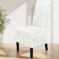 Thickened elastic fleece skirt chair cover, solid color, universal for home and hotel use, high-back chair cover - white