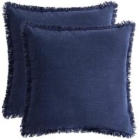 Two-piece cushion cover set - 45x45 cm - Bohemian country style cushion cover - with tassels - natural tassels - suitable for sofas and living room décor - navy blue