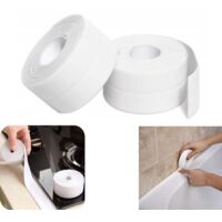 2-Pack - Sealing Tape - Waterproof Self-Adhesive Sealing Tape - PVC Sealing Strip - Self-Adhesive Flexible Baseboard - Joint Sealing Tape - Sealing - Waterproof - White - 3.2m 3.8cm - Suitable for Ki