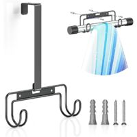 Ironing board rack, wall-mounted ironing board rack with detachable hooks, suitable for laundry, black.