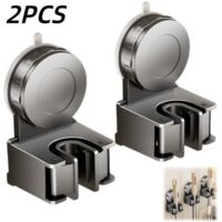 2-Piece Set - Mop Holder - Mop Hook - With Suction Cup Hook - No Drilling Required - Storage Accessory - Universal Size - Suitable for storing mops and brooms - Gray - 6.65.510.8 cm