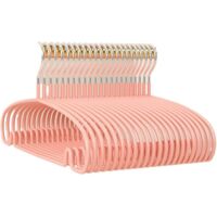 10-pack of non-slip coat hangers with hooks, no shoulder indentation, space-saving round hangers, suitable for coats, sweaters, jackets and trousers (pink)