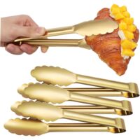 5-Piece Set - Dinner Tongs - Salad Tongs - Buffet Tongs - BBQ Tongs - Food Tongs - Stainless Steel Food Tongs - 9-inch Kitchen Tongs for Cooking, Salads, Buffets, Appetizers, and Desserts - Suitable f