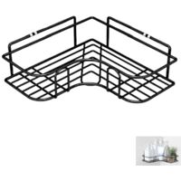 piece, corner shelf, wall-mounted, no drilling required, suitable for kitchens, bathrooms, and shower rooms, black, 23236 cm.