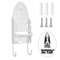 Wall-mounted adjustable ironing board holder, white