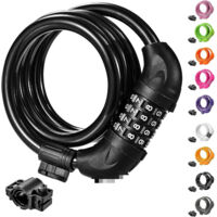 Bicycle combination lock, wire lock, mountain bike four-digit combination lock, motorcycle lock, bicycle lock, black - 1 piece