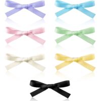14-piece set of cute solid color ribbon bow hair clips for women and girls (pink, white, black, yellow, green, blue, purple)
