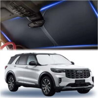 Car windshield sunshade, portable windshield sunshade, foldable windshield sunshade, blocks sunlight and heat, an essential windshield sunshade for summer, suitable for sedans, trucks, and SUVs.
