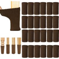 24-piece chair cover set, elastic furniture cover, knitted felt chair leg cover, to protect furniture, tables and floors from scratches and noise (brown).