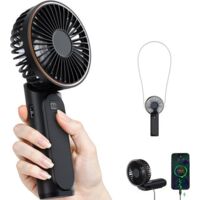 Portable handheld fan - 3600mAh rechargeable battery - 180° adjustable, 6 wind speed settings - Quiet personal fan and power bank function - Foldable - 1 piece