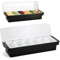 Material box, 6 compartments, plastic, with lid, ornament box, fruit box, food storage box, spice box (1 piece)