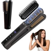 Hair straightener - 2-in-1 ionic comb - Styling comb - Four temperature settings - Ceramic - Heated comb - Suitable for short hair - Women's - Portable - Black