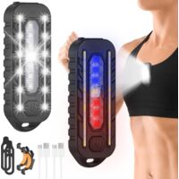 2-pack USB rechargeable LED clip-on lights with 5 lighting modes, 150LM IPX4 waterproof portable, suitable for running, jogging, camping, and walking the dog at night.