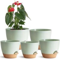 Flower Pots - Indoor/Outdoor Universal Flower Pots - 7/6.5/6/5.5/5 inches - Plastic Flower Pots - Self-Watering Flower Pots - Suitable for small plants such as potted plants and succulents - 5-Piece S