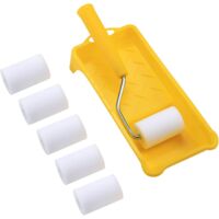 Foam paint roller, mini paint roller kit, with 6 high-density foam roller replacements, paint tray and roller handle, small sponge paint roller for patching and smoothing finishes.