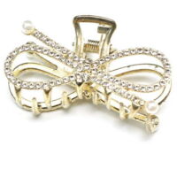 Bow-shaped metal hair clip, for women