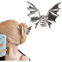 Hair clips, large silver batwing hair clips for women, cosplay accessories, large metal hair clips for thick hair.