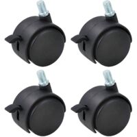 4-pack of 2-inch nylon plastic replacement casters, suitable for trolleys, furniture, floor protectors, office chairs, with braked threaded steel wheels, black.