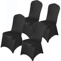 Chair Covers - Elastic Chair Covers - 4-Pack - 85-95cm - Dining Chair Covers - Dining Chairs - Elastic Restaurant Chair Covers - Chair Protectors - Protect Your Chairs - Black