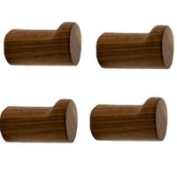 4-piece set of wooden wall hooks, wooden coat hangers, heavy-duty door frame hooks, walnut wood