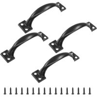 Four 4-inch metal door handles, black vintage style door handles, arched door handles, vintage farmhouse style cabinet handles, vintage drawer pulls, suitable for outdoor use, garage, drawers, cabinet