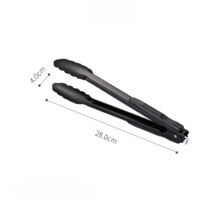 Stainless steel food tongs, BBQ tools, food tongs, bread tongs, steak tongs, kitchen and BBQ black tongs, suitable for parties, catering, events, weddings and everyday use, black - 2 pieces - 12 inche
