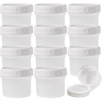 12 small plastic jars with lids, 160ml each, mini freezer containers, round snack containers, sauce storage pots, reusable food containers, stackable kitchen storage jars